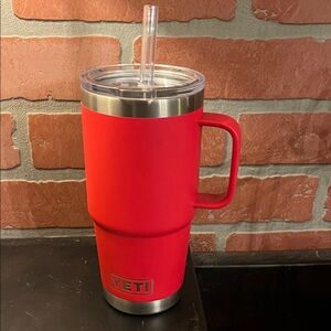 YETI Red Travel Mug with Straw Lid